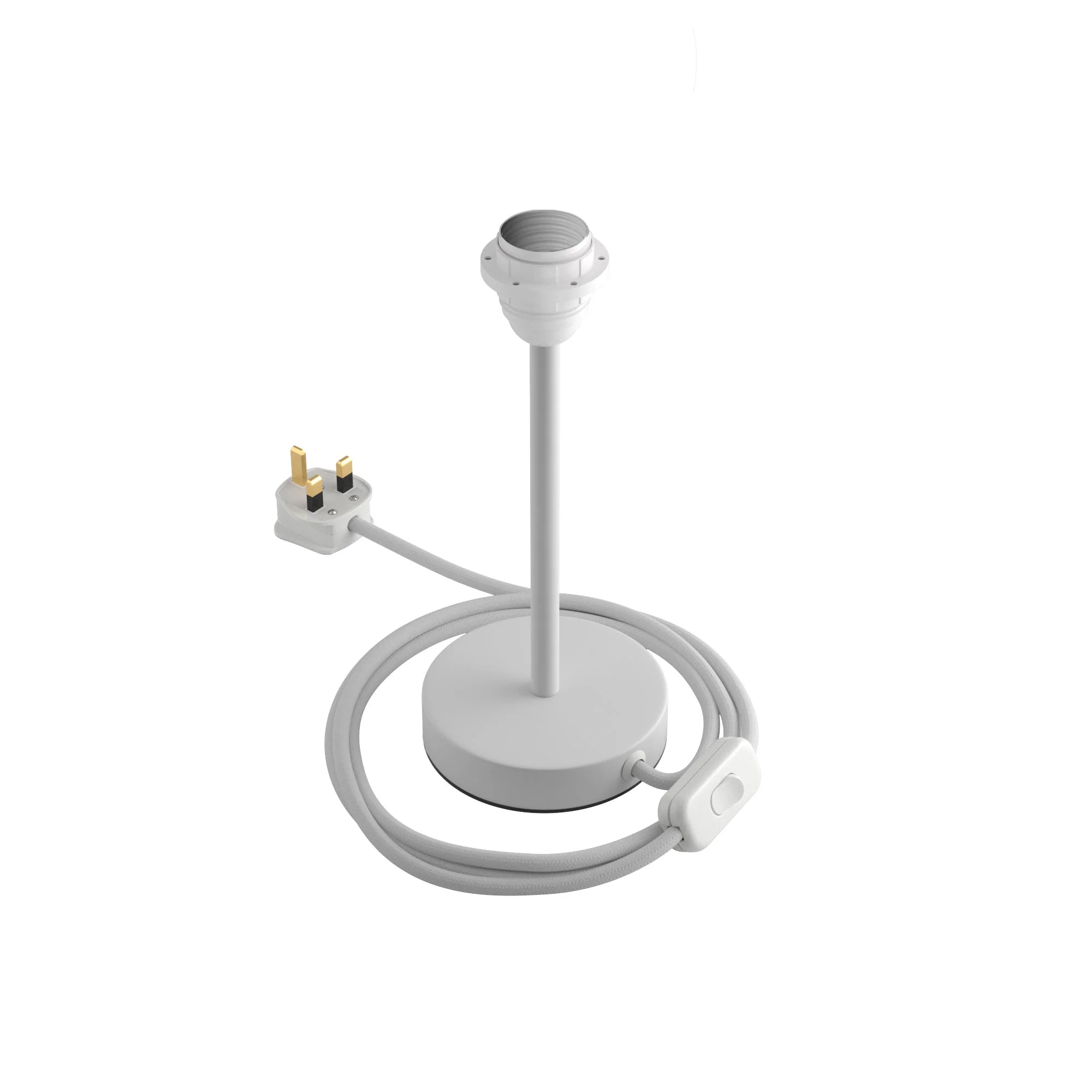 Lampshade riser - Metal table lamp with UK plug - Matte white - Image 7