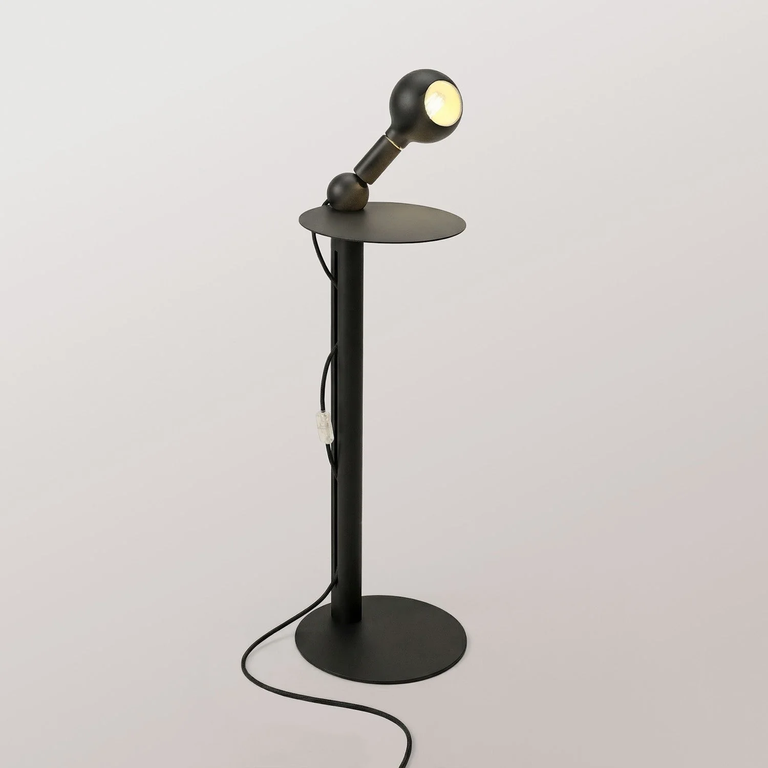 Rocco - Floor lamp with UK Plug and Camo Light bulb - Black
