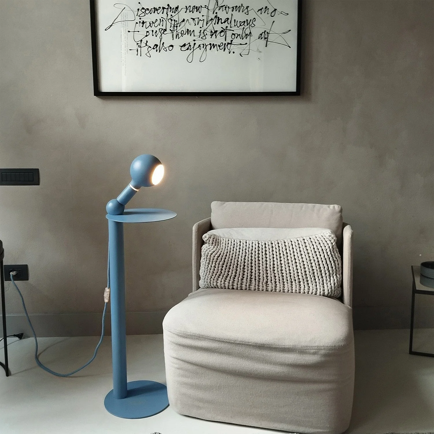 Rocco - Floor lamp with UK Plug and Camo Light bulb - Blue - Image 3