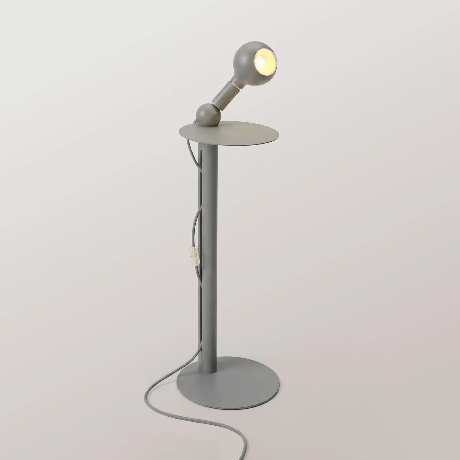 Rocco - Floor lamp with UK Plug and Camo Light bulb - Grey