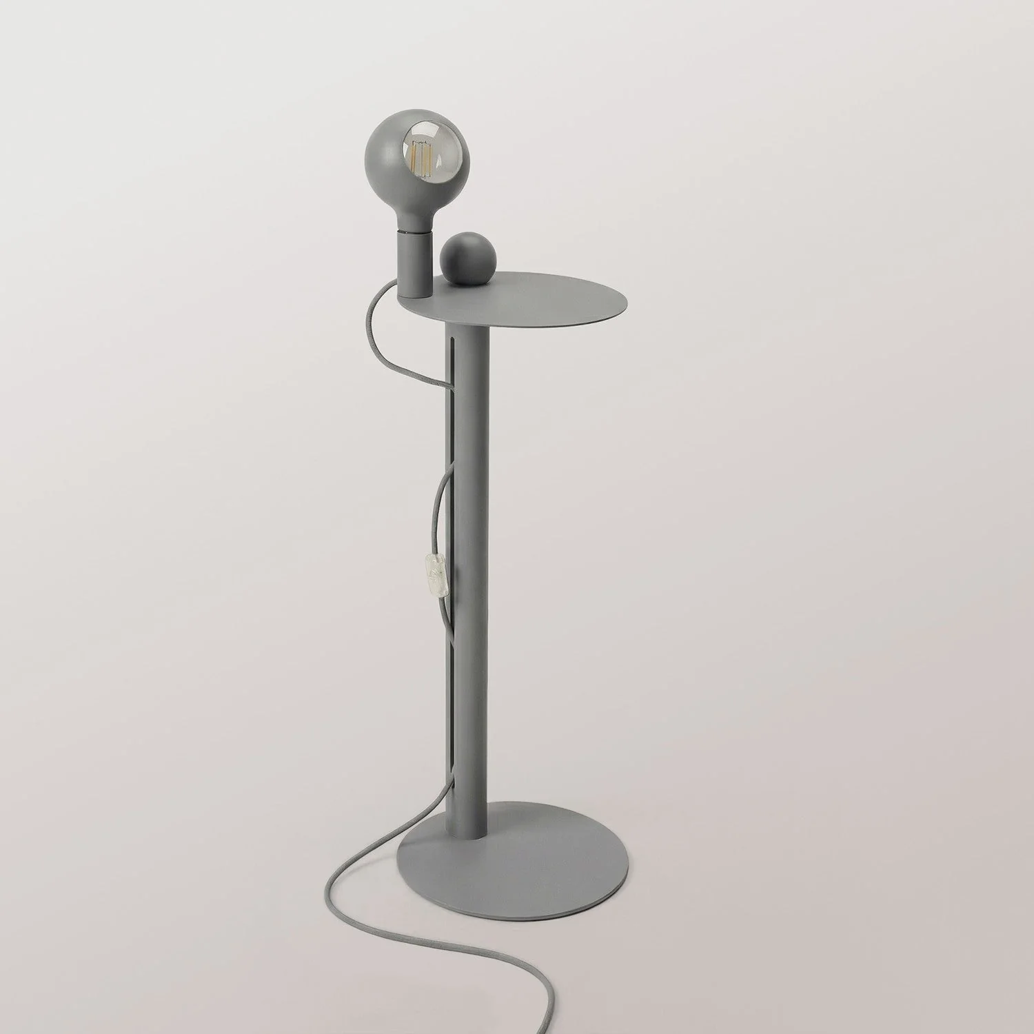 Rocco - Floor lamp with UK Plug and Camo Light bulb - Grey - Image 5