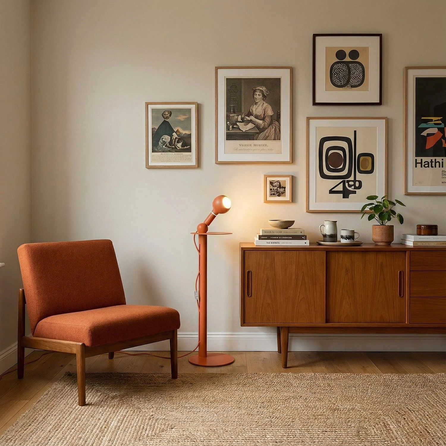 Rocco - Floor lamp with UK plug and Camo light bulb - Orange - Image 2