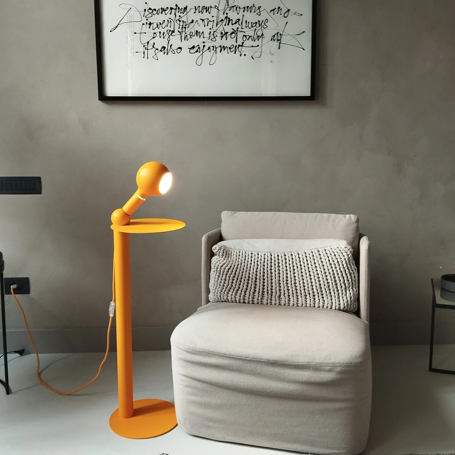 Rocco - Floor lamp with UK Plug and Camo Light bulb - Yellow - Image 3