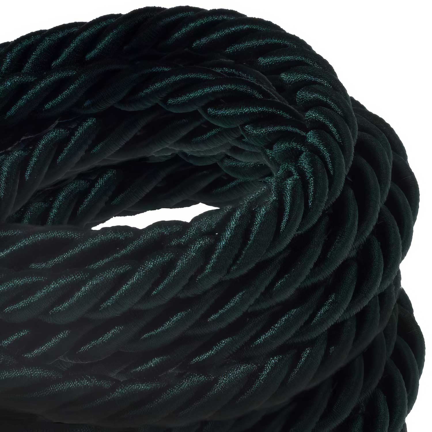 18/3 AWG rope electrical wire inside. Shiny dark green fabric. - Image 2
