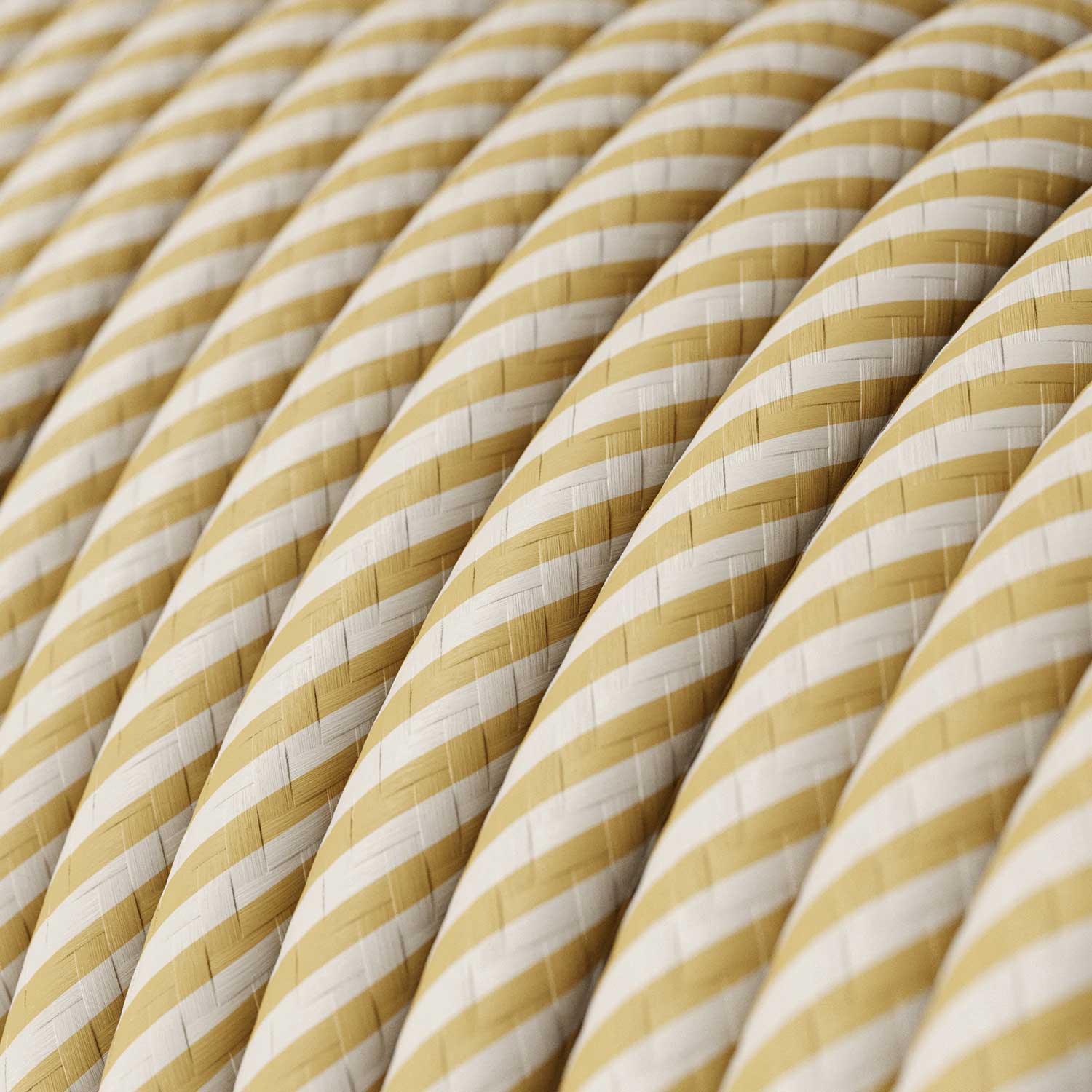 Round Electric Vertigo HD Cable covered by Cream and Nut Thin Stripes fabric ERM53 - Image 2