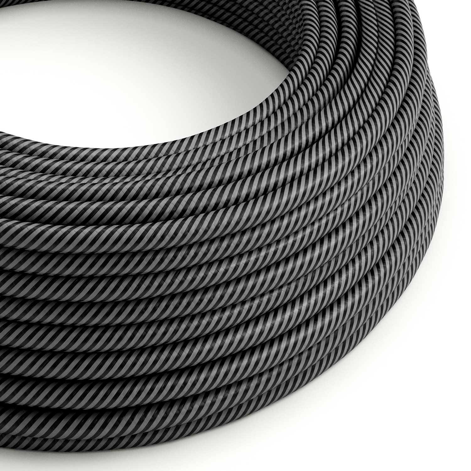 Round Electric Vertigo HD Cable covered with Graphite and Black Thin Stripes fabric ERM38
