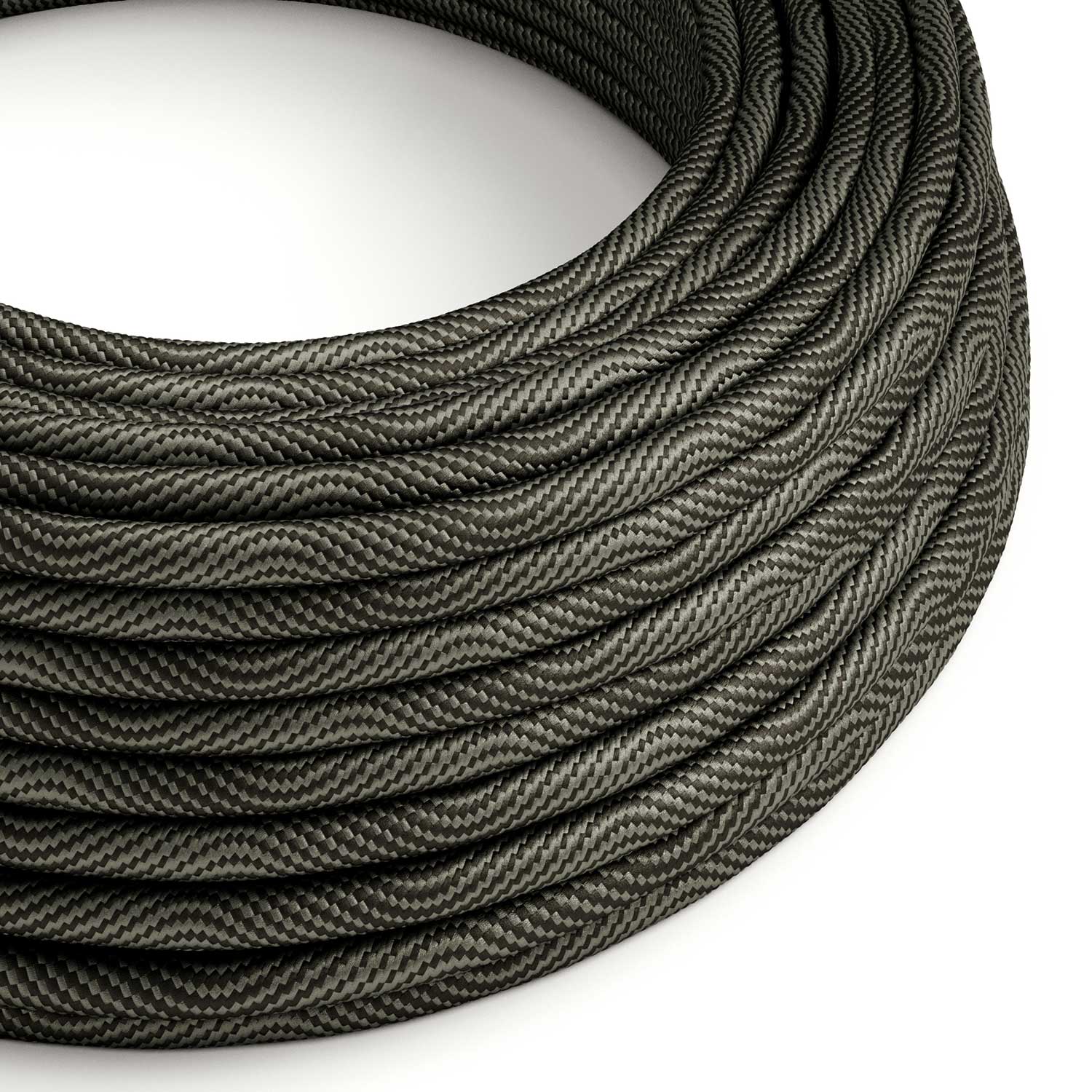 Round Vertigo HD electric cable covered with Optical Black and Gray fabric ERM67