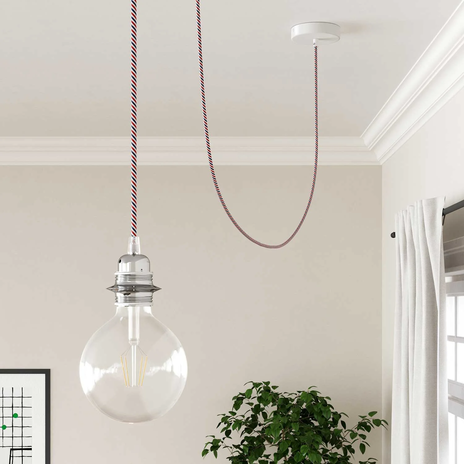 Round Vertigo HD electric cable covered with Paris fabric ERM57 - Image 3
