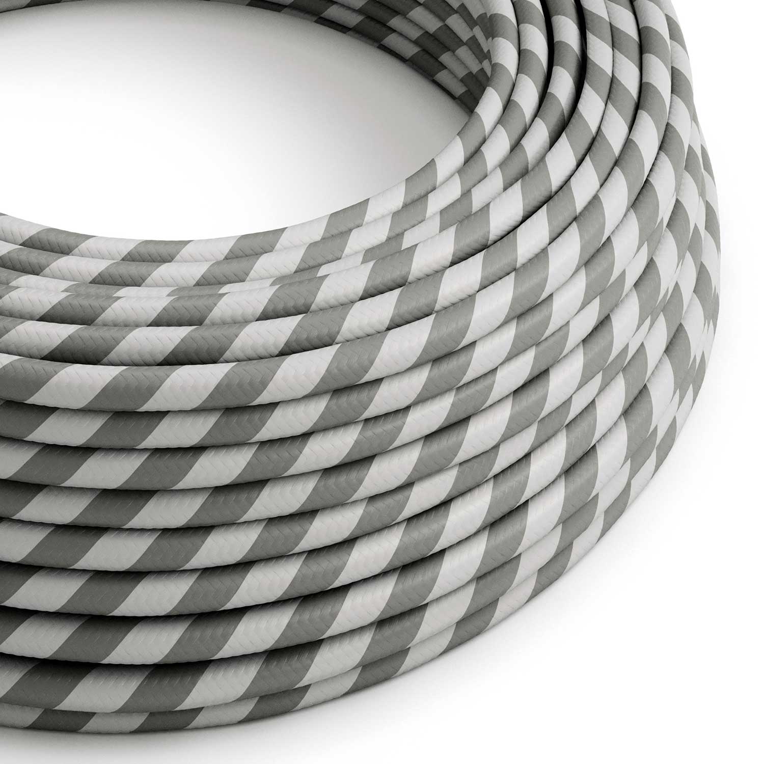 Round Electric Vertigo HD Cable covered in Silver and Gray fabric ERM55