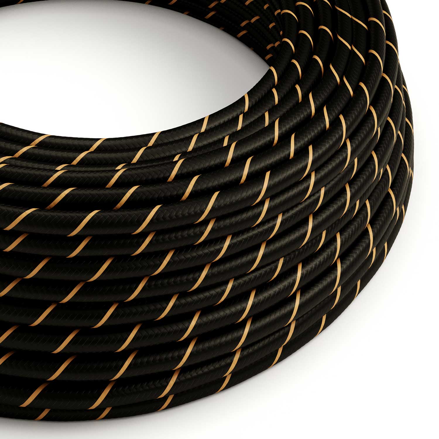 Round Electric Vertigo HD Cable covered in Black and Gold fabric ERM42