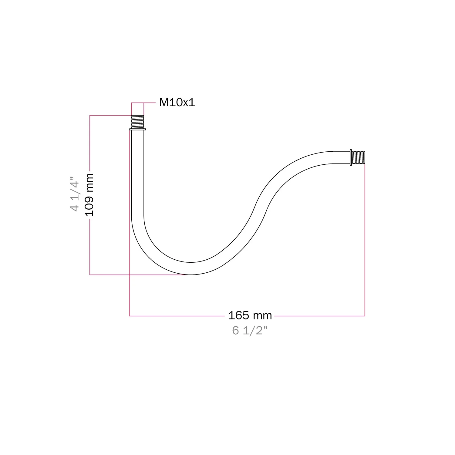 S-shaped curved extension tube for lamp, 16.5 cm, metal - White - Image 3