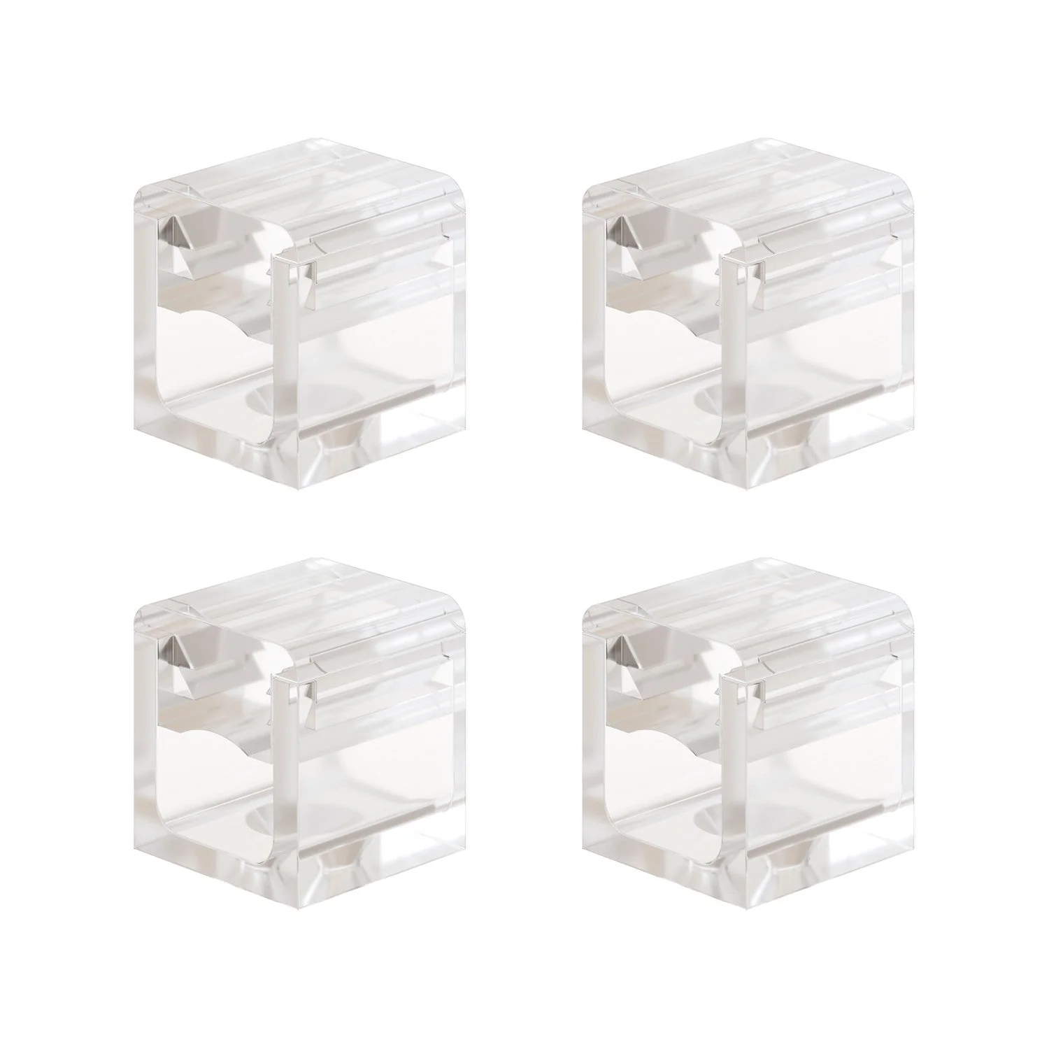 Set of 4 Transparent Cube Clips - Mini wall mount for textile cord