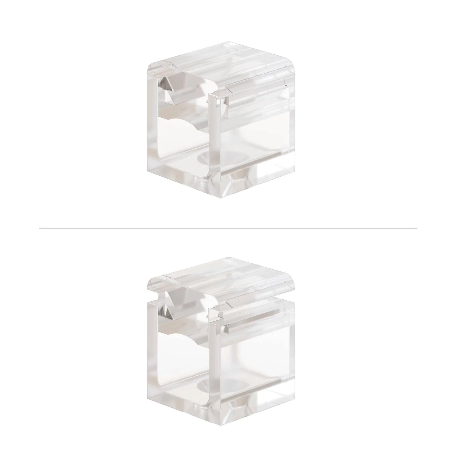 Set of 4 Transparent Cube Clips - Mini wall mount for textile cord - Image 6