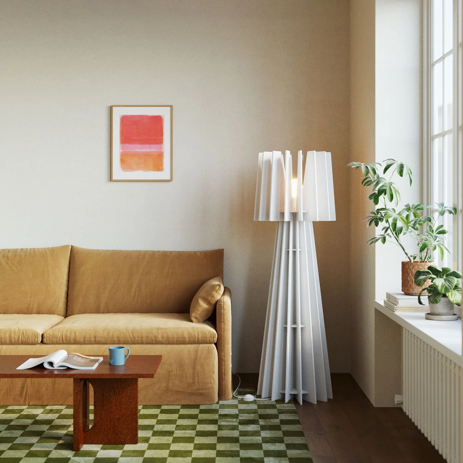 SHHINE floor lamp in sound-absorbing material and UK plug - Mélange white - Image 2