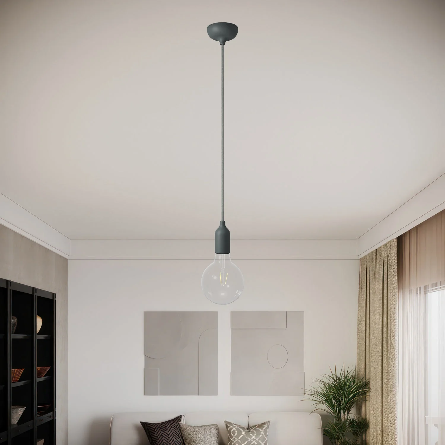 Silicone ceiling canopy kit with central hole and provision for side hole - Gray - Image 6