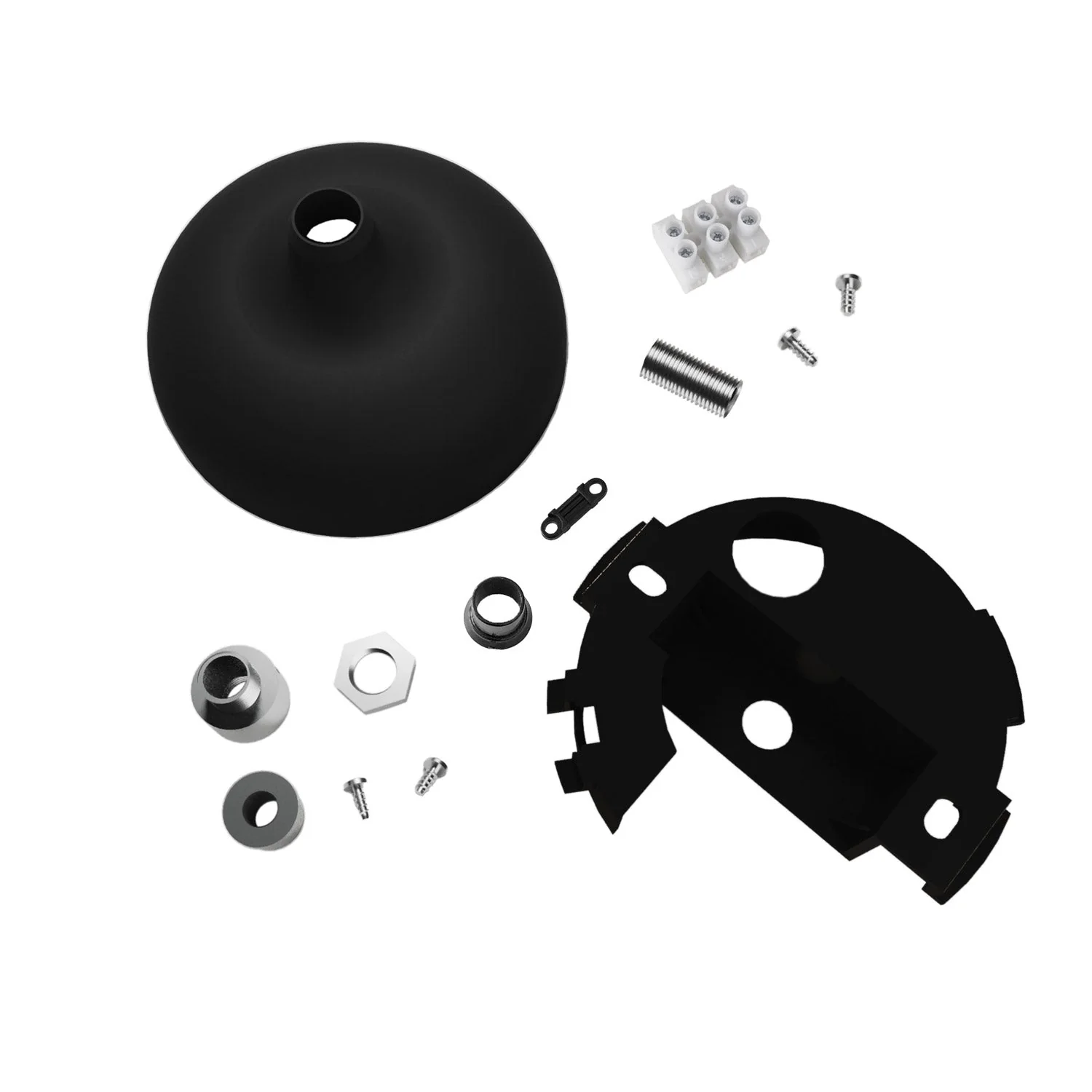 Silicone ceiling canopy kit with central hole and provision for side hole - Black - Image 2