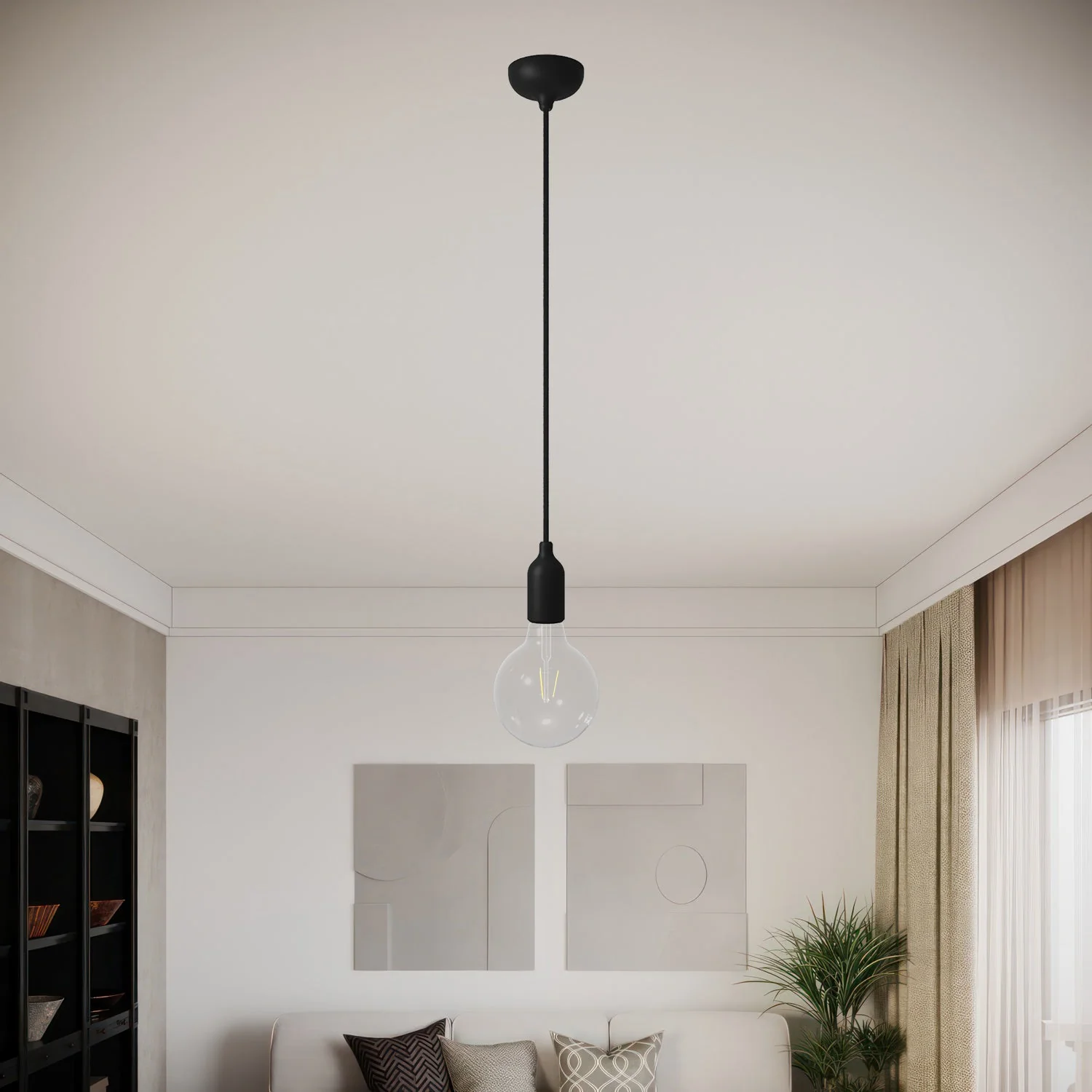 Silicone ceiling canopy kit with central hole and provision for side hole - Black - Image 6