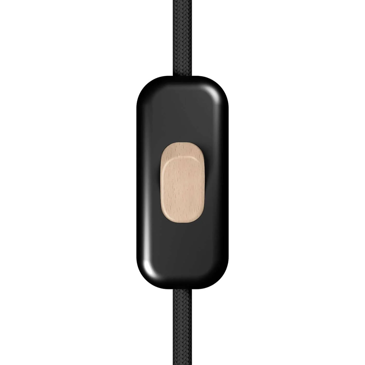 Creative Switch single-pole cut-off switch Black and wood-effect button