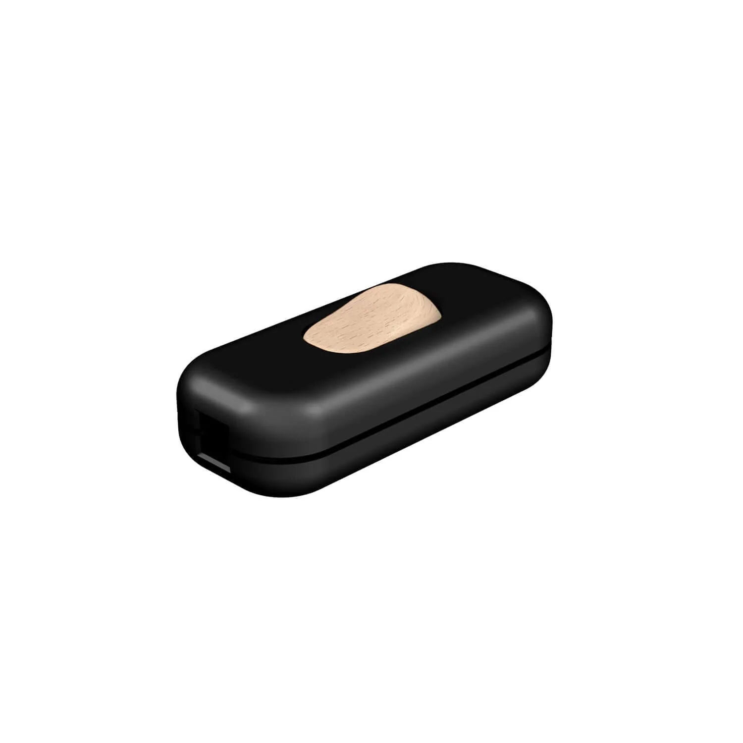 Creative Switch single-pole cut-off switch Black and wood-effect button - Image 2