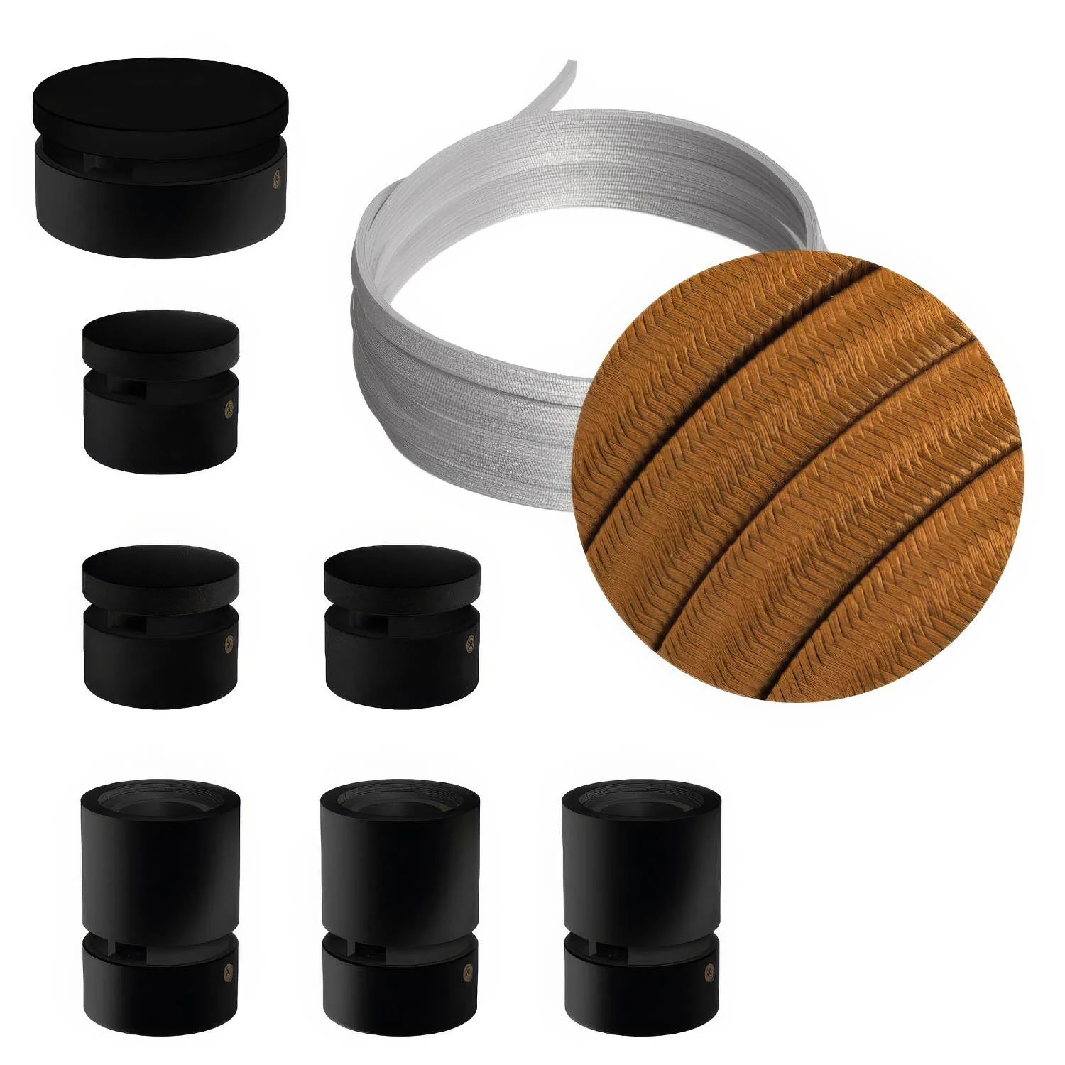 Filé Linear System Kit - with 5 m CM22 cord for string lights and 7 black painted wood components for indoor use