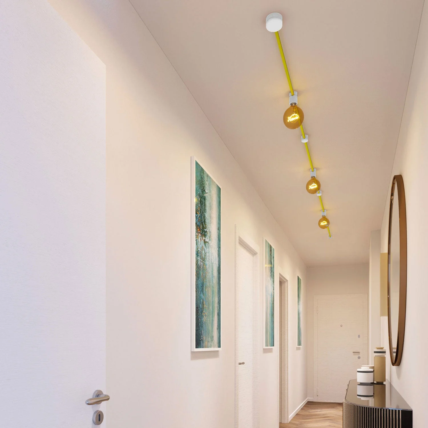 Filé Linear Kit System - with 5 m CF10 cord for string lights and 7 white painted wooden components for indoor use - Image 2