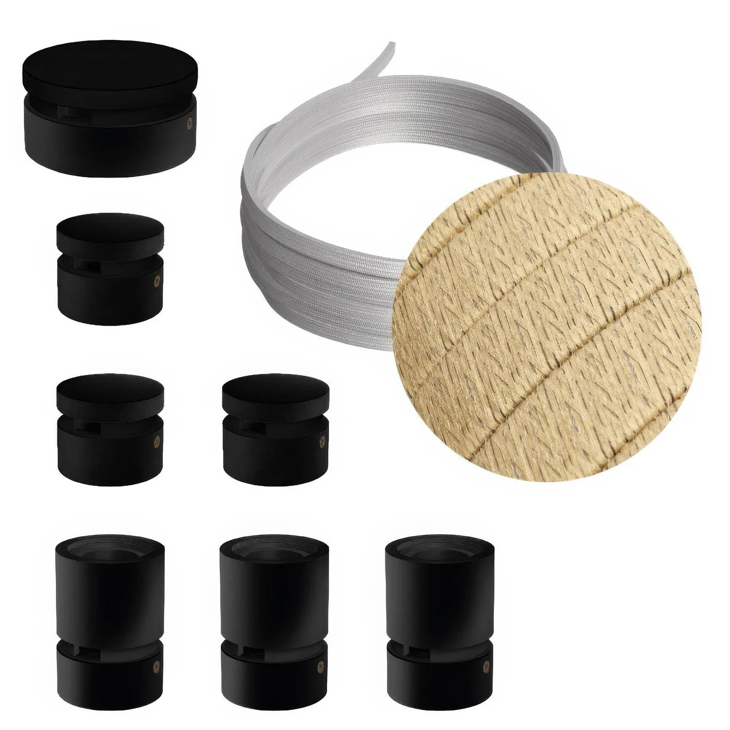 Filé Linear Kit System - with 5 m CN06 cord for string lights and 7 black painted wooden components for indoor use
