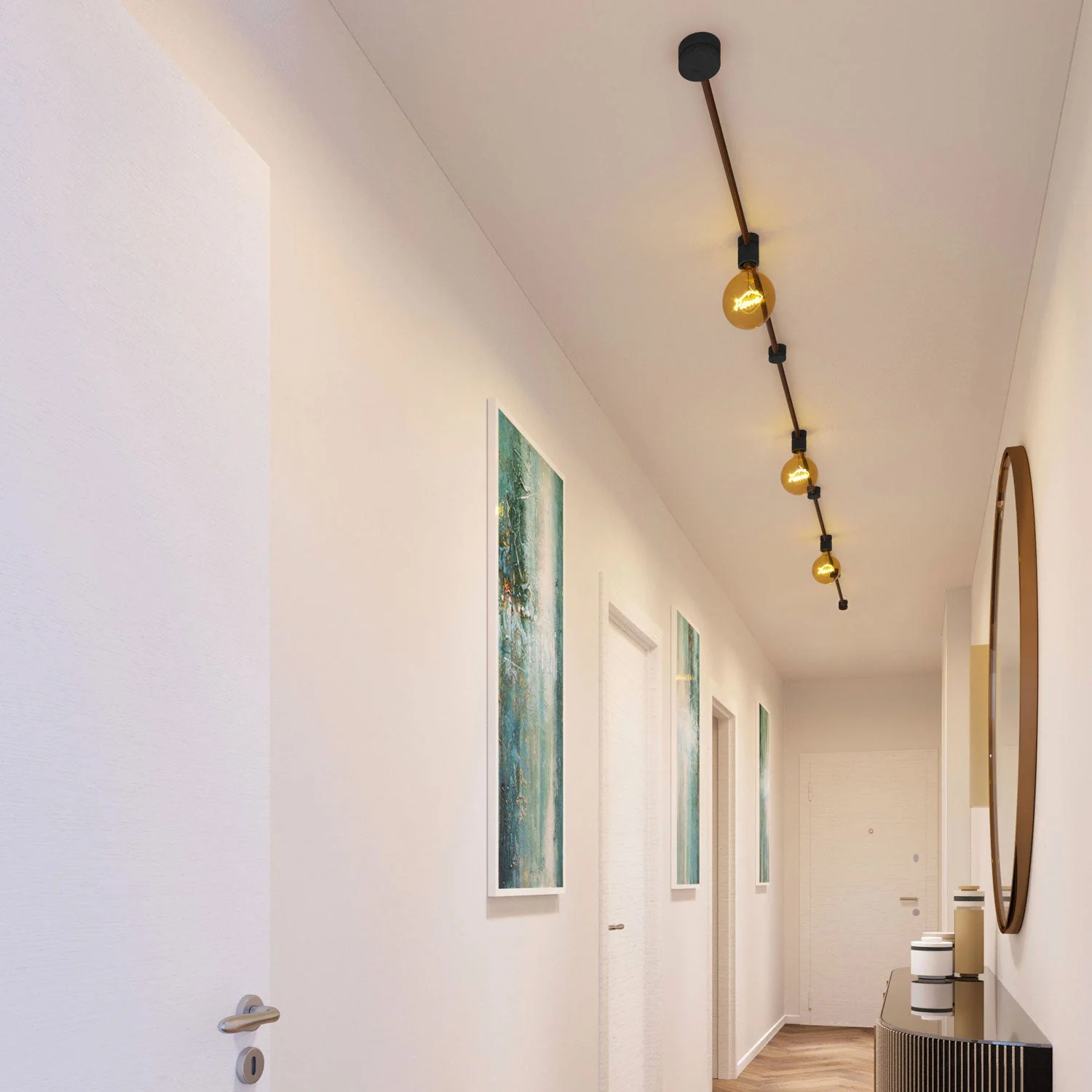 Filé Linear System Kit - with 5 m CZ22 cord for string lights and 7 black painted wooden components for indoor use - Image 2