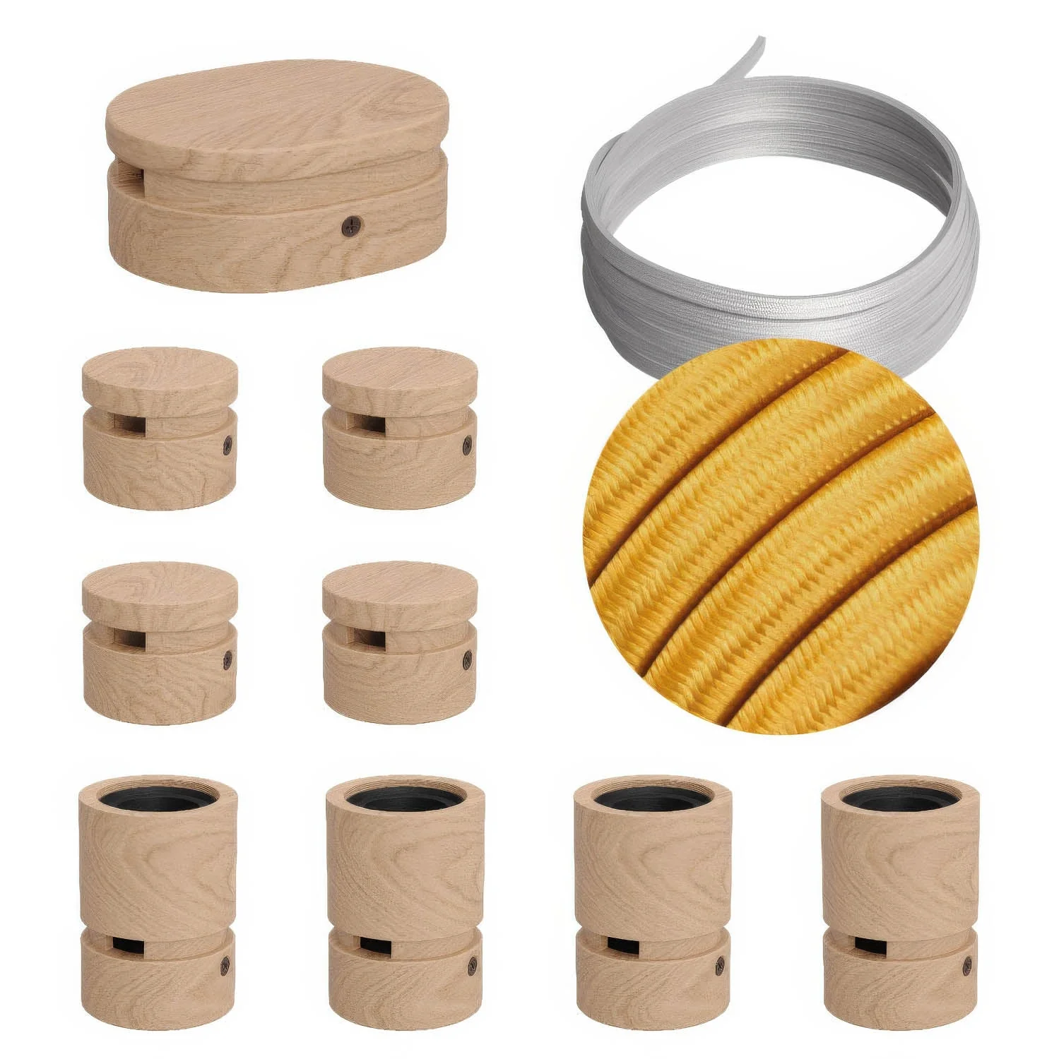 Filé Symmetric Kit System - with 5 m CM05 cord for string lights and 9 wooden components for interiors