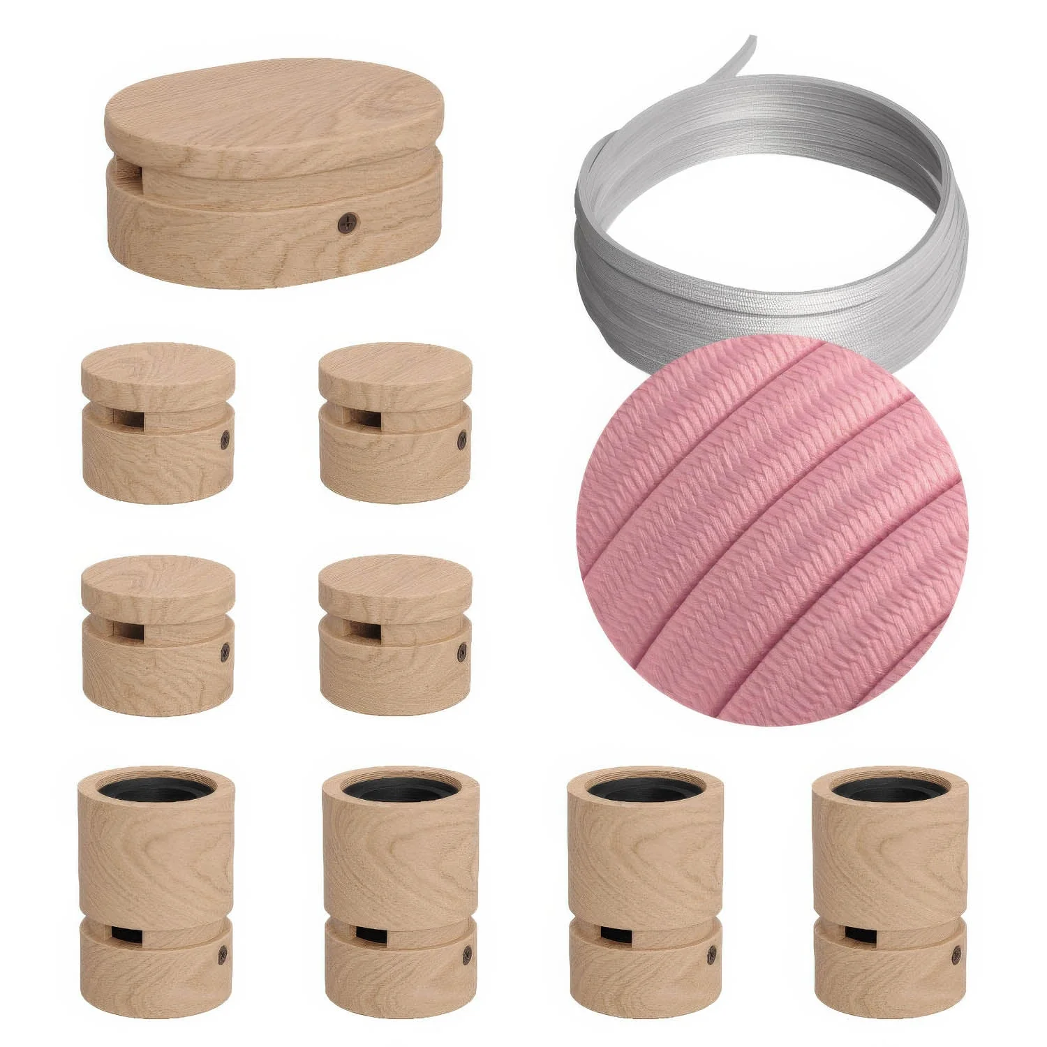 Filé Symmetric Kit System - with 5 m CM16 cord for string lights and 9 wooden components for indoor use