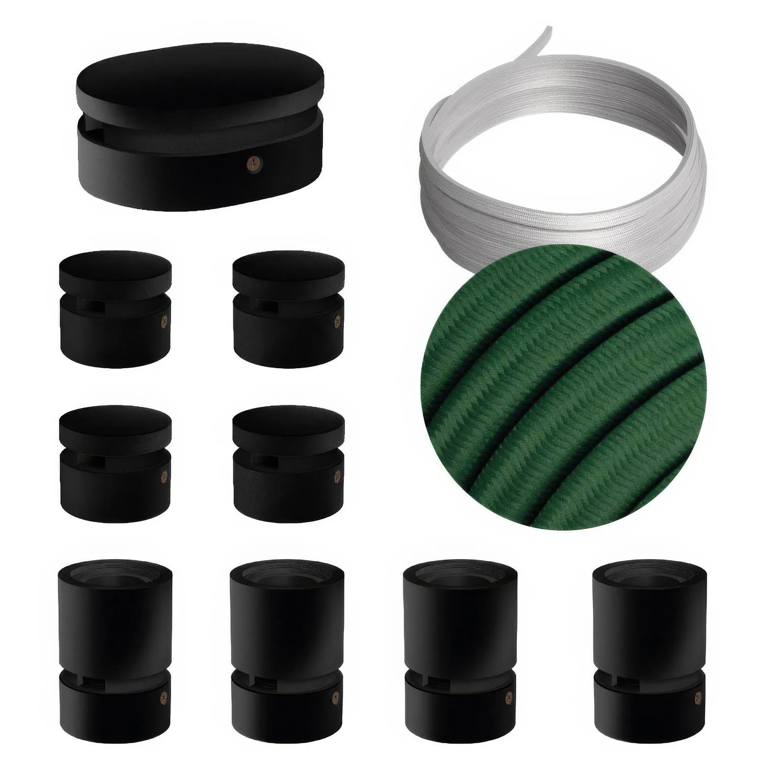 Filé Symmetric Kit - with 5 m CM21 cord for string lights and 9 black painted wooden components for indoor use