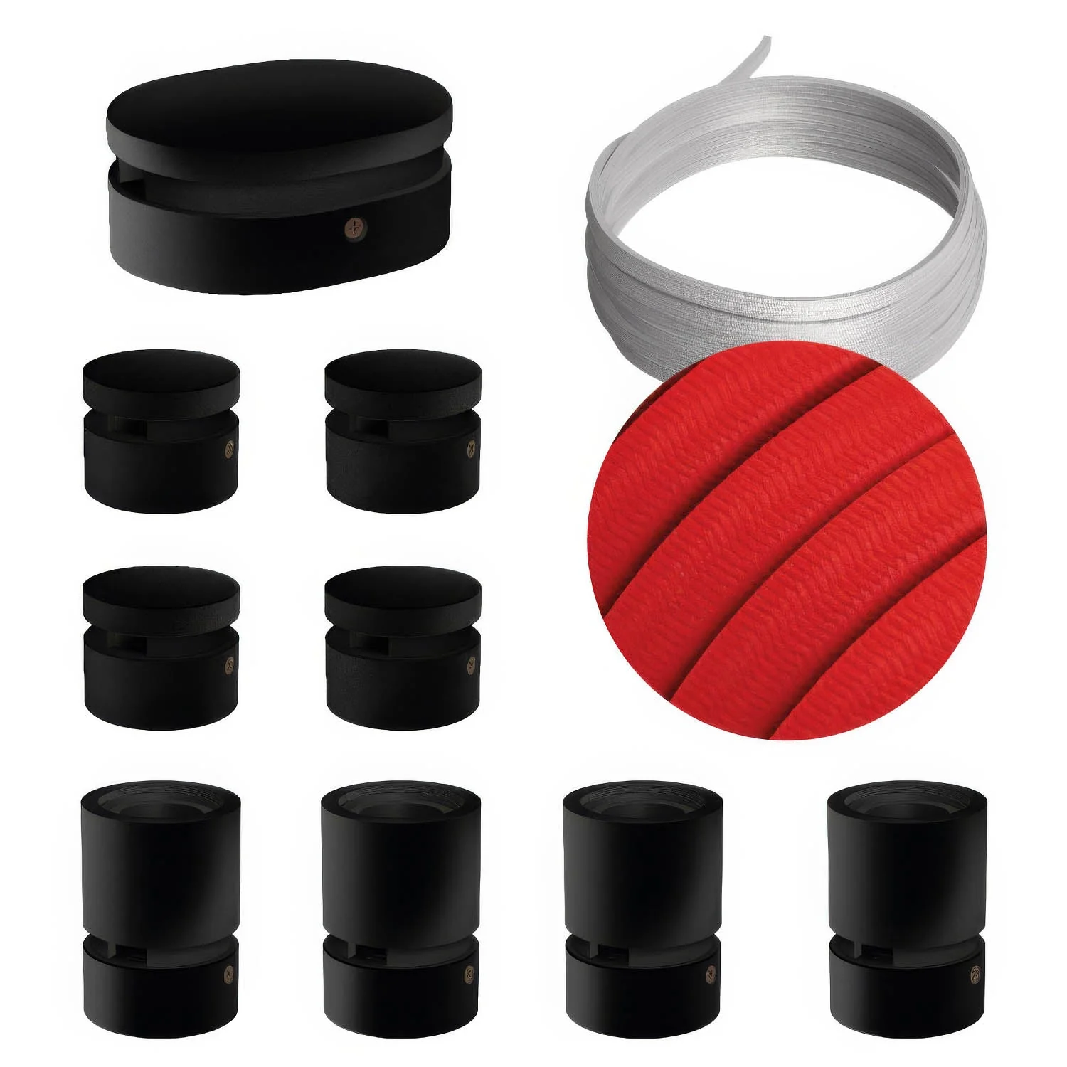 Filé Symmetric Kit System - with 5m CM09 cord for string lights and 9 black painted wood components for indoor use