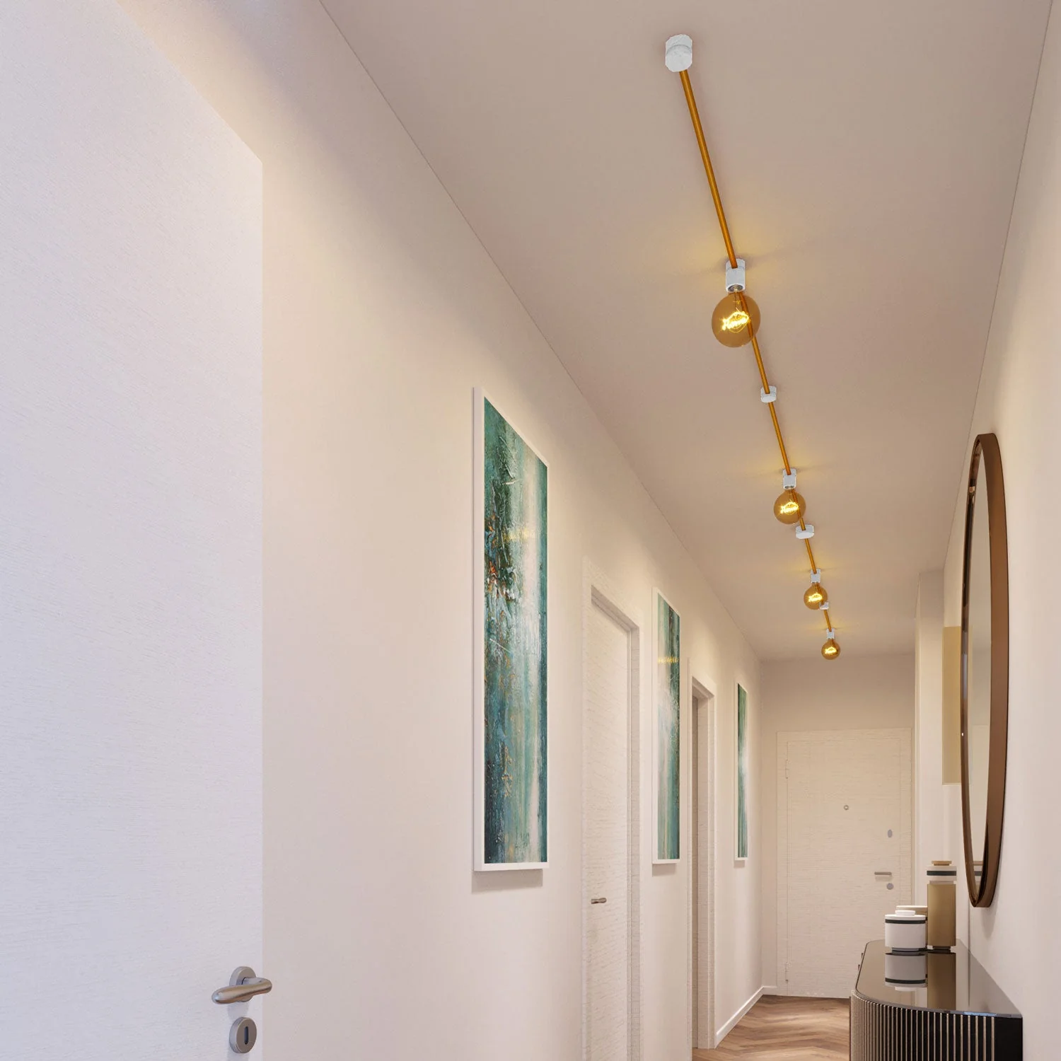 Filé Symmetric Kit System - with 5 m CM05 cord for string lights and 9 white painted wooden components for indoor use - Image 2