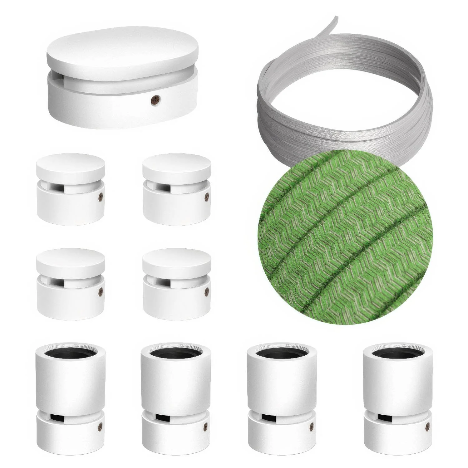 Filé Symmetric Kit System - with 5 m CX08 cord for string lights and 9 white painted wood components for indoor use