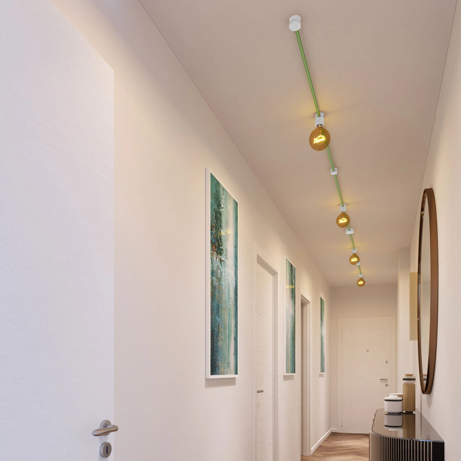Filé Symmetric Kit System - with 5 m CX08 cord for string lights and 9 white painted wood components for indoor use - Image 2