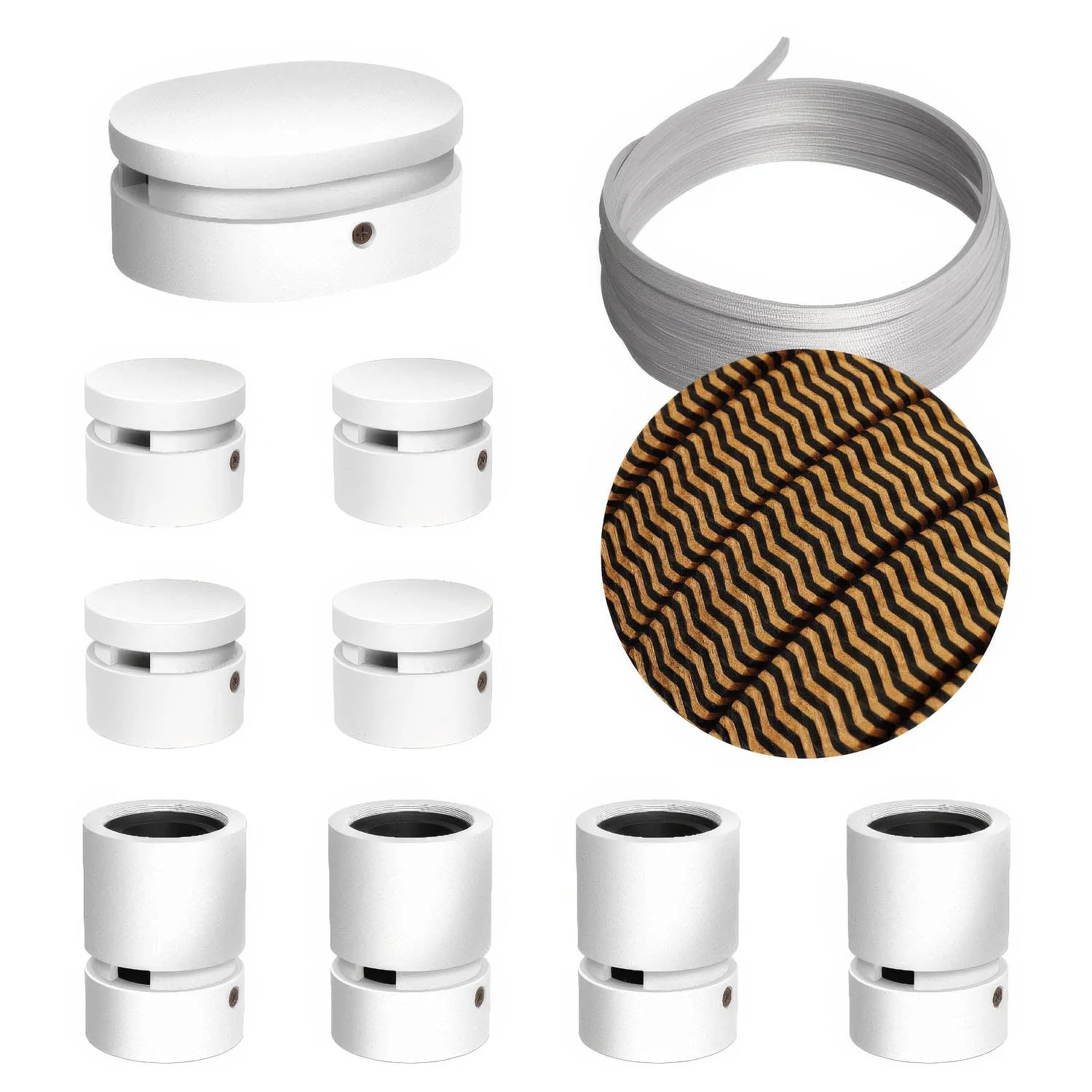 Filé Symmetric Kit System - with 5 m CZ22 cord for string lights and 9 white painted wood components for indoor use