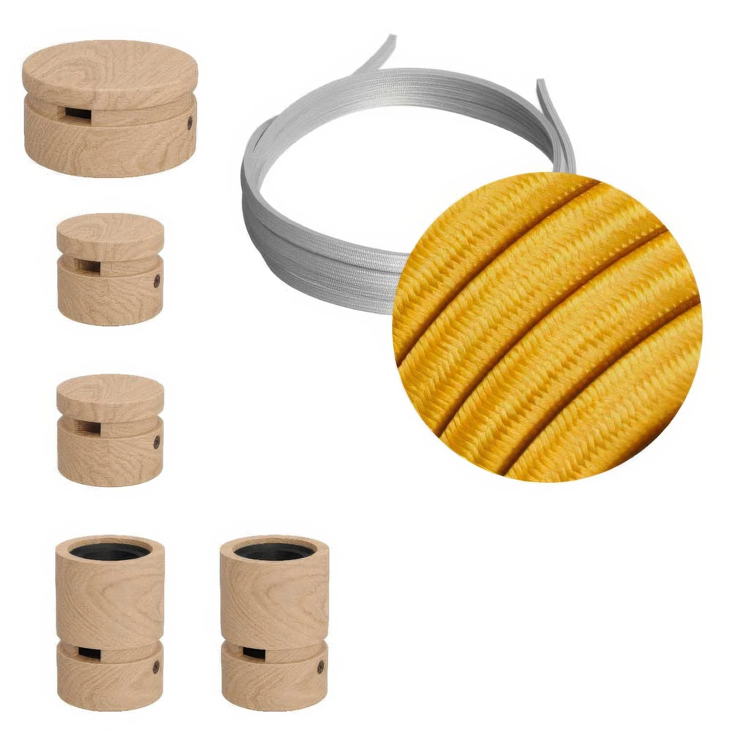 Filé Wiggle Kit System - with 3 m CM05 cord for string lights and 5 wooden components for indoor use