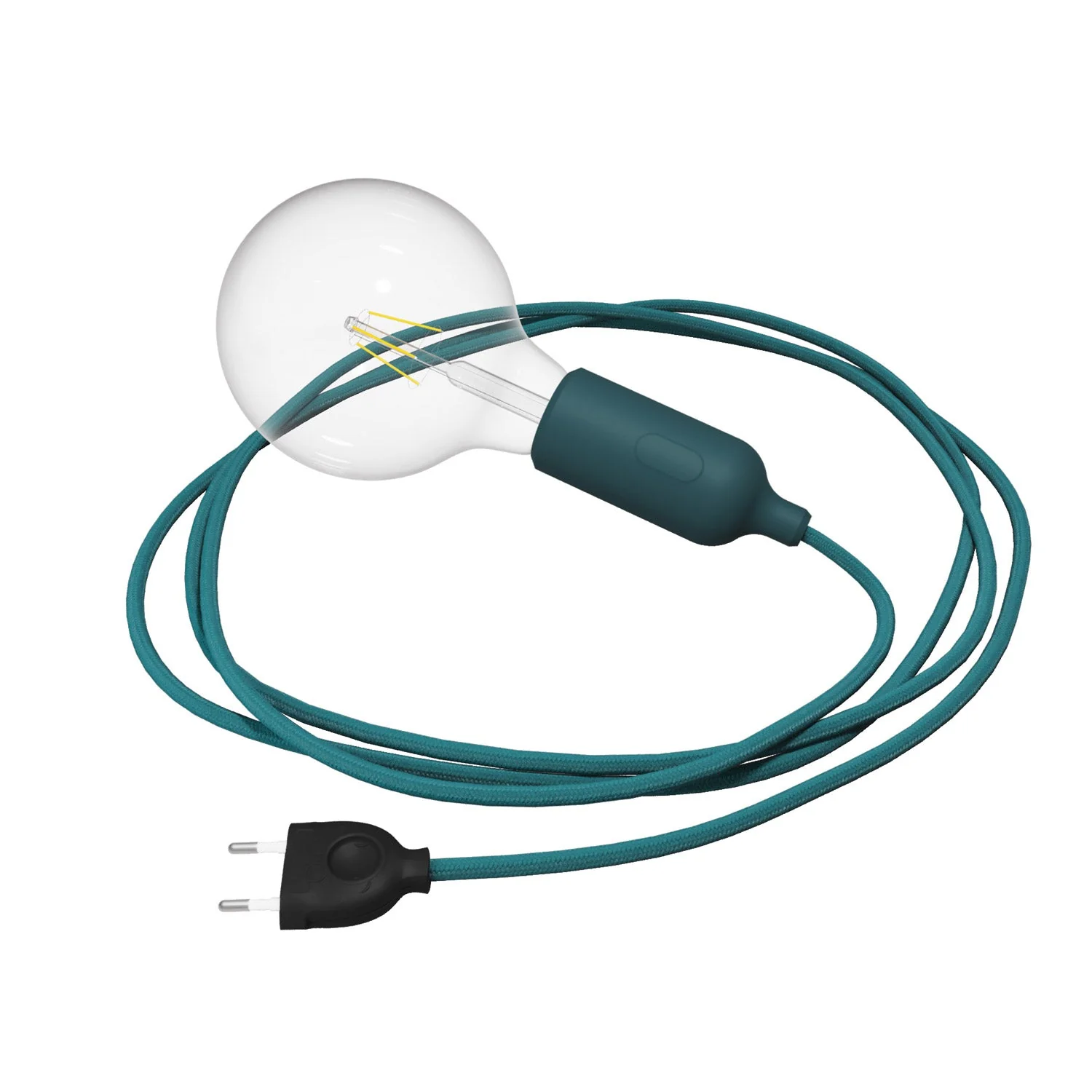 Snake silicone lamp with switch and plug - Petrol