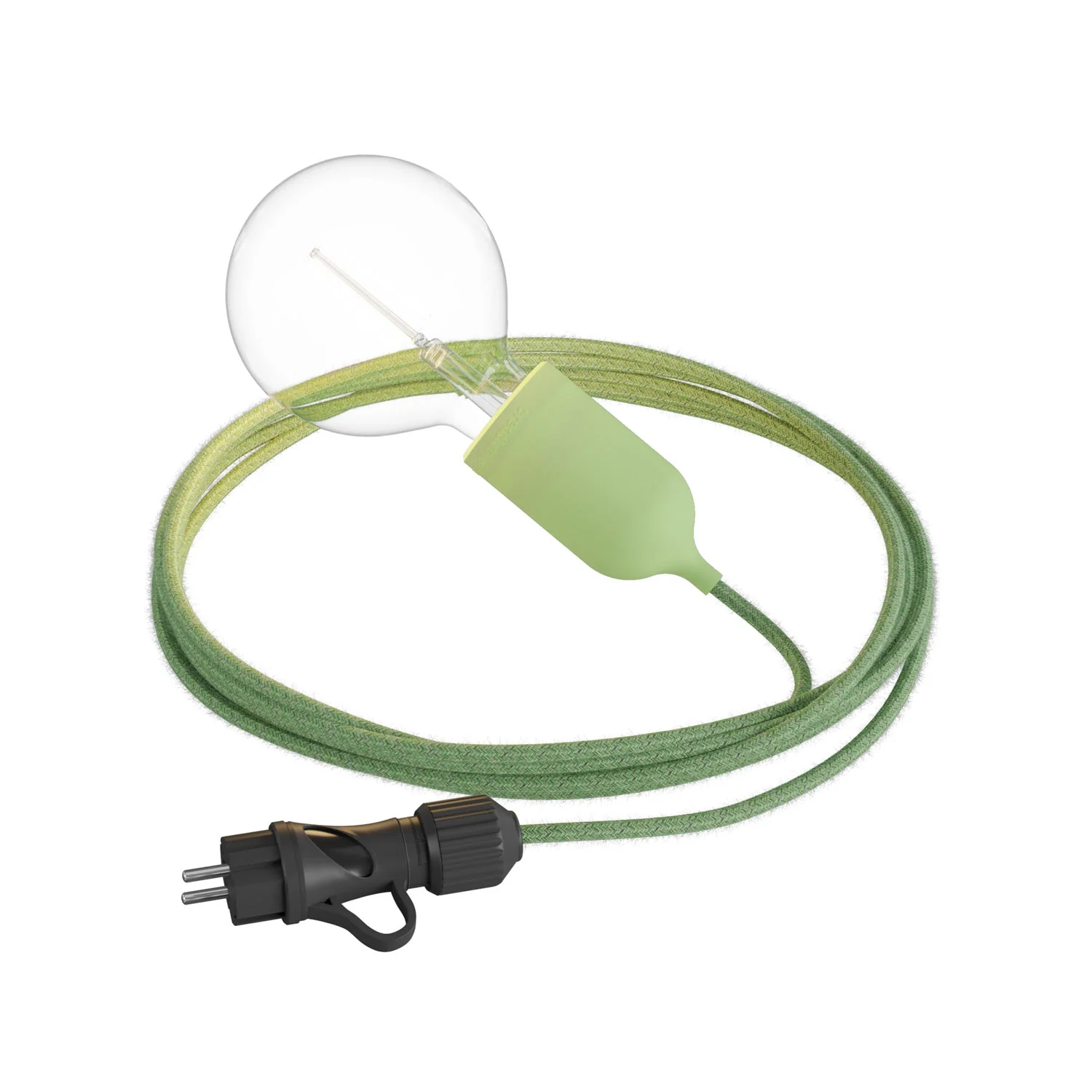 Snake Modulair Pastel, portable outdoor lamp, 5 m textile cord, IP65 socket and plug - Meadow green