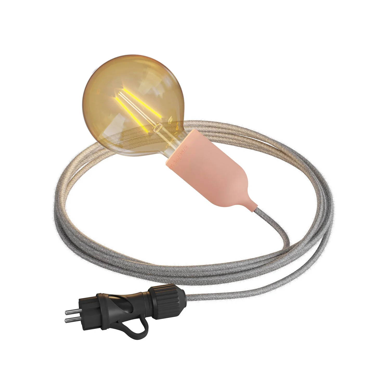 Snake Modulair Pastel, portable outdoor lamp, 5 m textile cord, IP65 socket and plug - Salmon