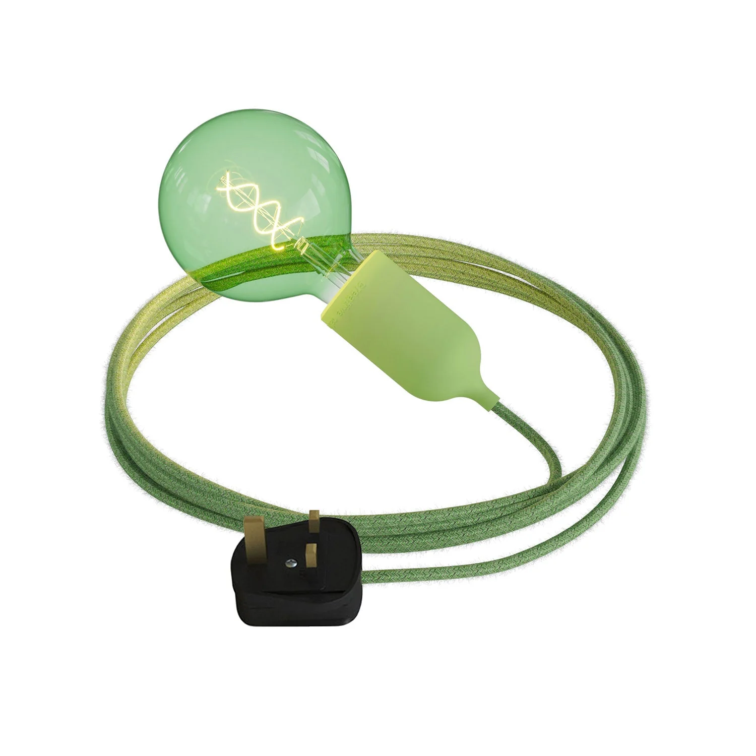 Snake Modulair Pastel, portable outdoor lamp, 5 m fabric cord, IP65 socket and UK plug - Meadow Green