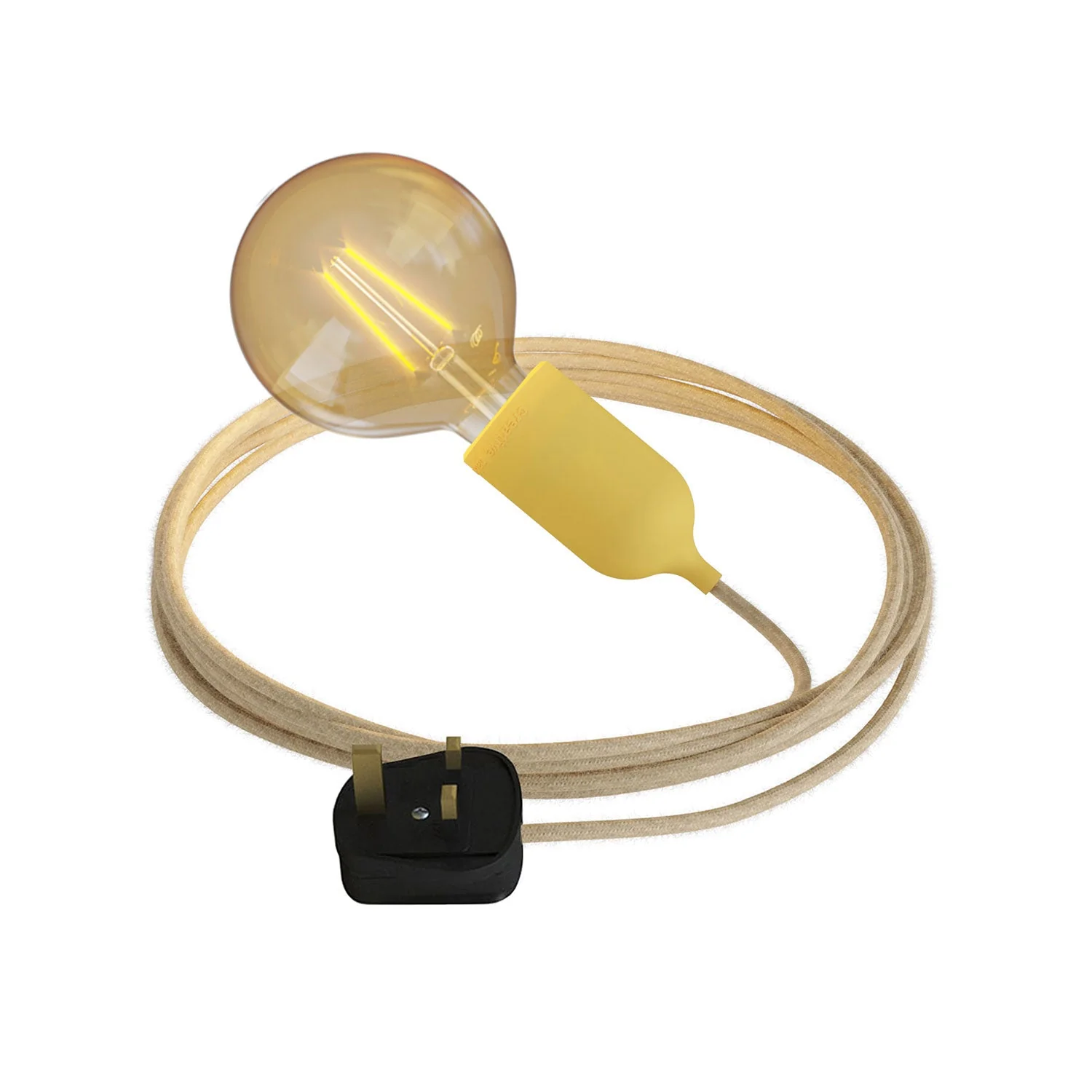 Snake Modulair Pastel, portable outdoor lamp, 5 m fabric cord, IP65 socket and UK plug - Mustard