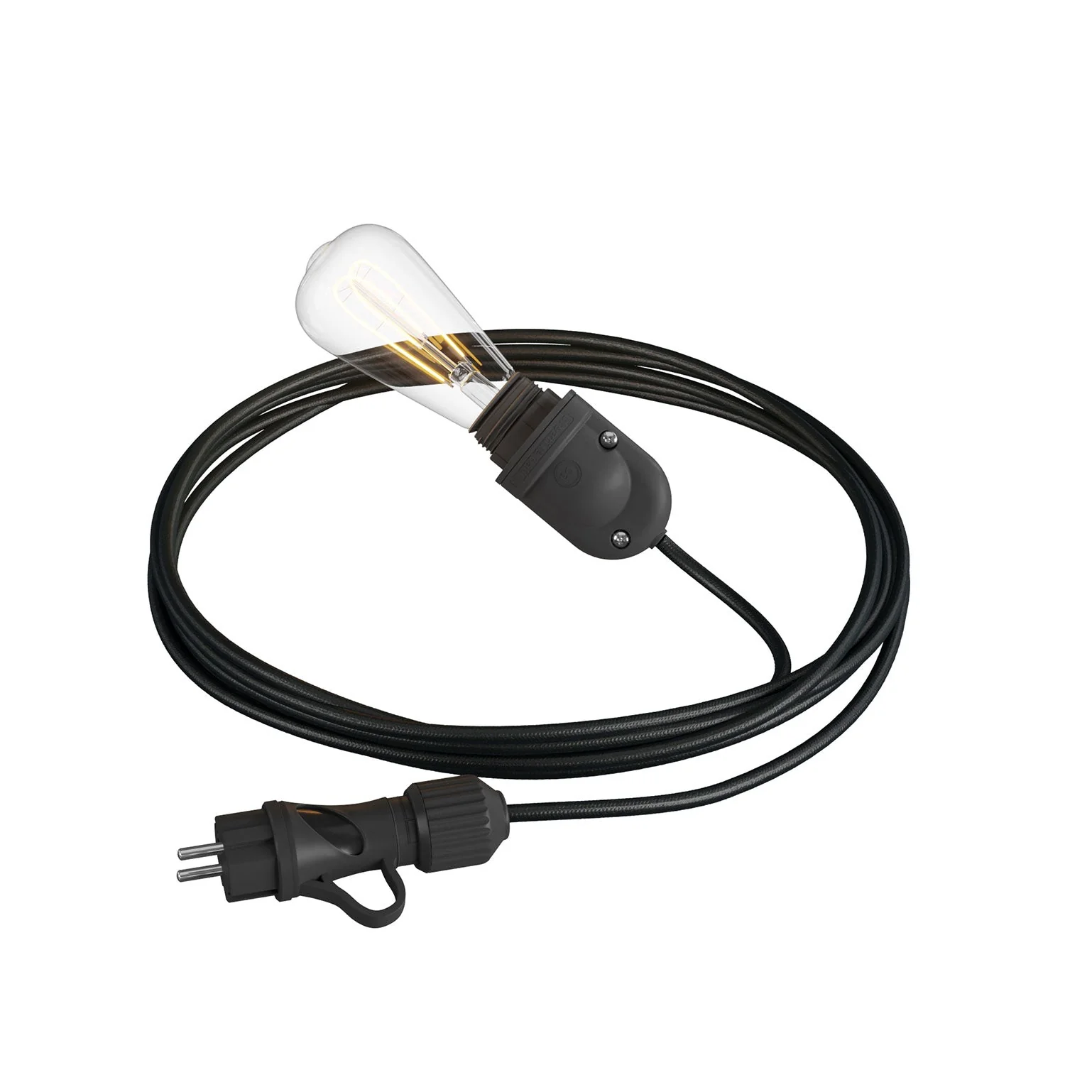 Snake Modulair, portable outdoor lamp, 5 m fabric cord, IP65 socket and plug - Black