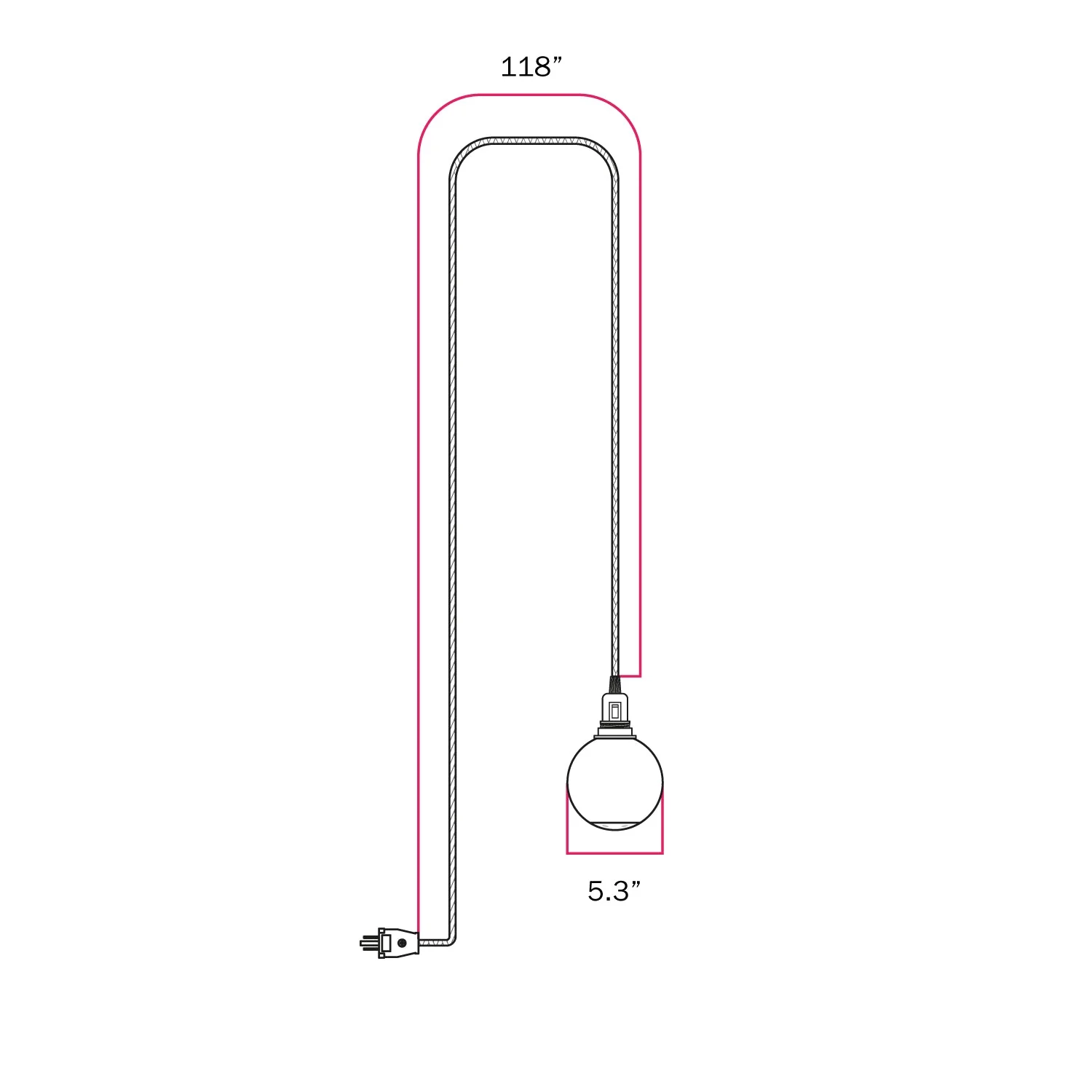 Snake Portable Lamp with socket switch, plug, and Unbreak-a-Ball unbreakable shade - RZ11 - Image 5