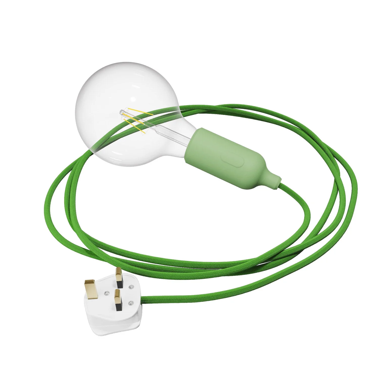 Snake silicone lamp with switch and UK plug - Meadow green