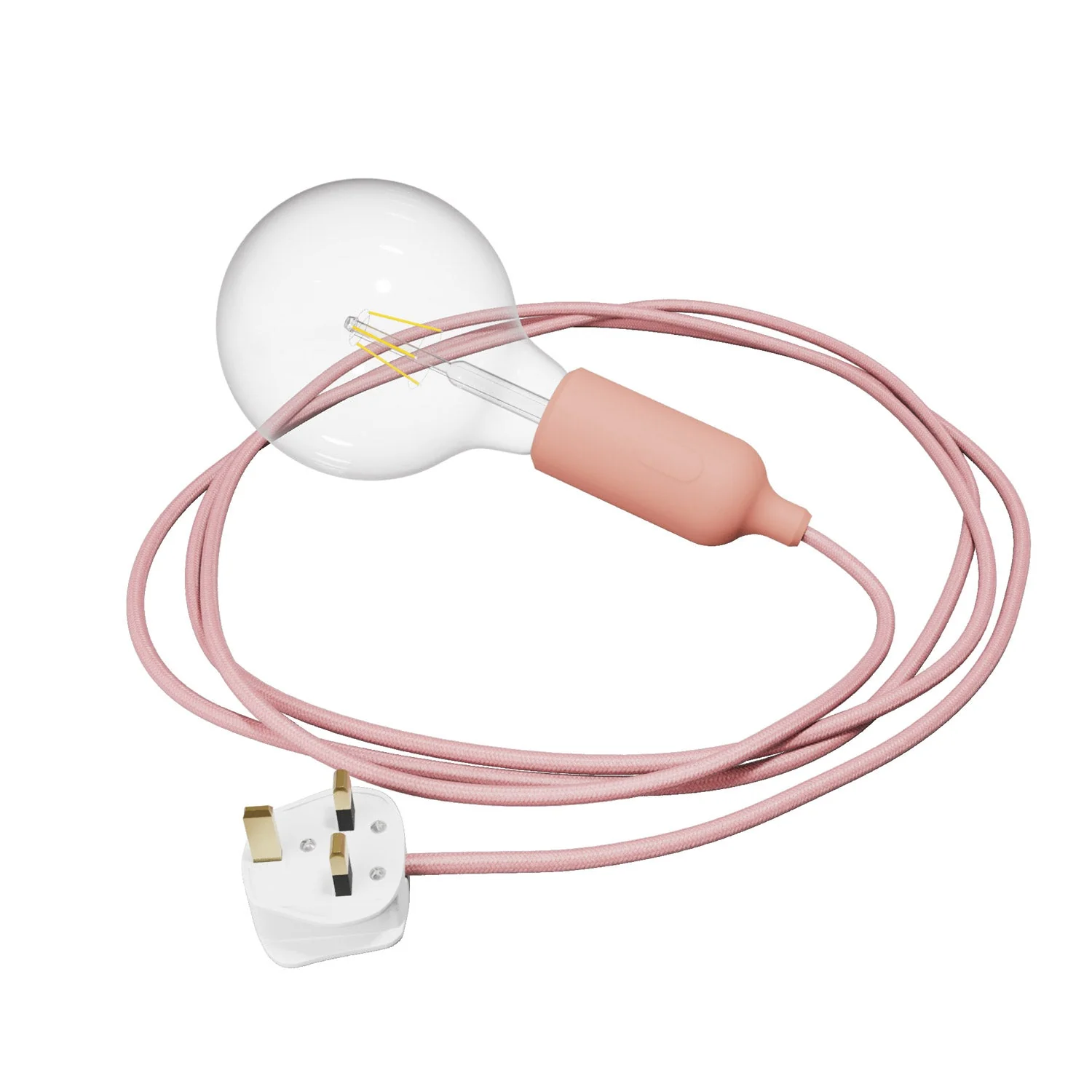 Snake Silicone Lamp with Switch and UK Plug - Salmon