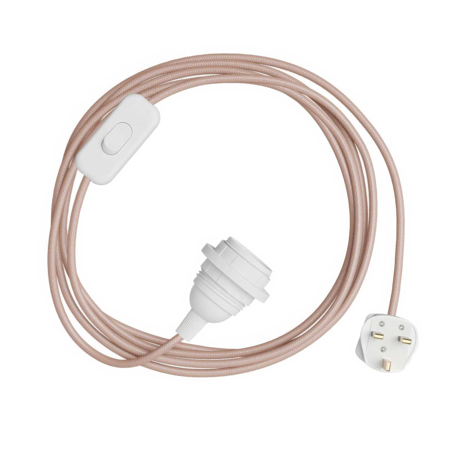 SnakeBis for lampshade - Cordset with socket, colored fabric cord RM16, and UK plug