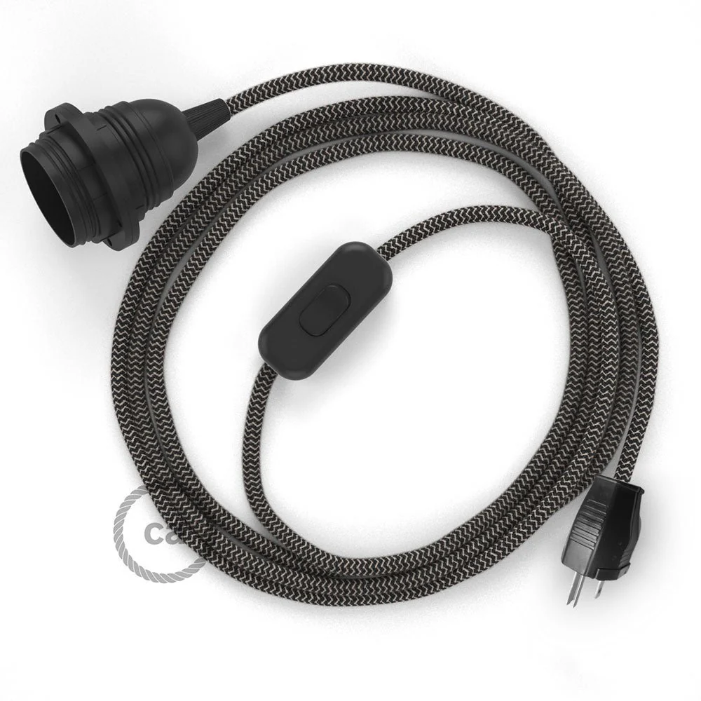 SnakeBis for lampshade - Wiring with socket and Zig-Zag fabric cable - RD74