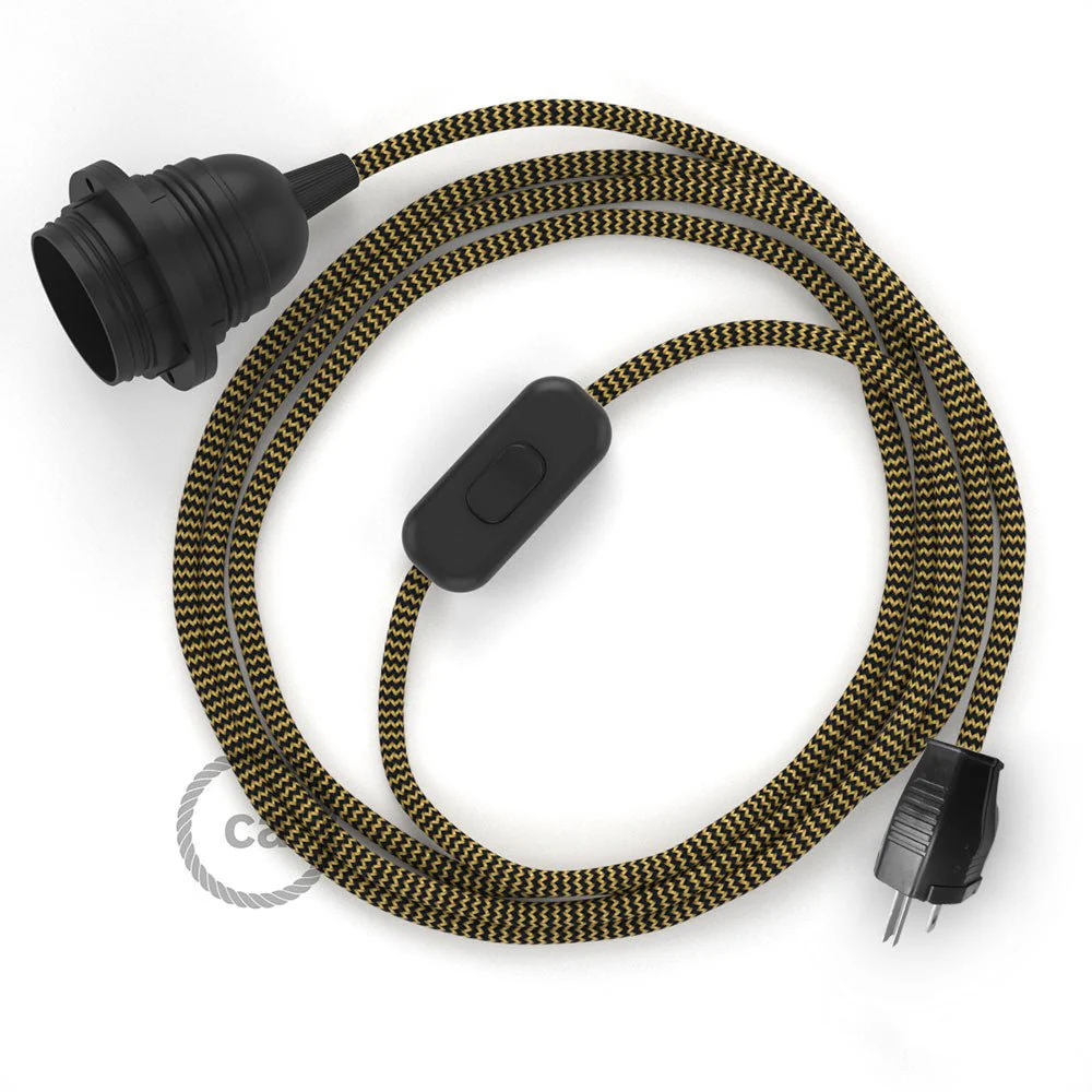 SnakeBis for lampshade - Wiring with socket and Zig-Zag fabric cable - RZ24