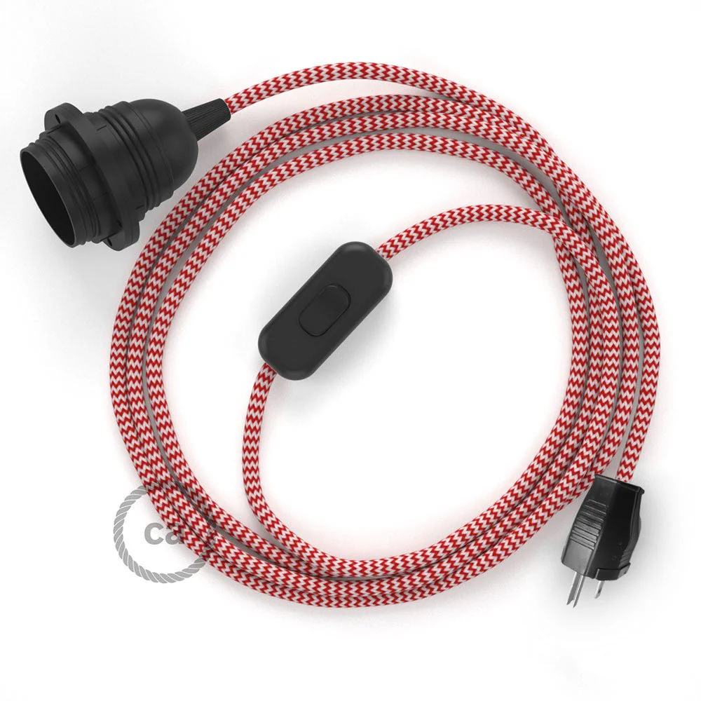 SnakeBis for lampshade - Wiring with socket and Zig-Zag fabric cable - RZ09
