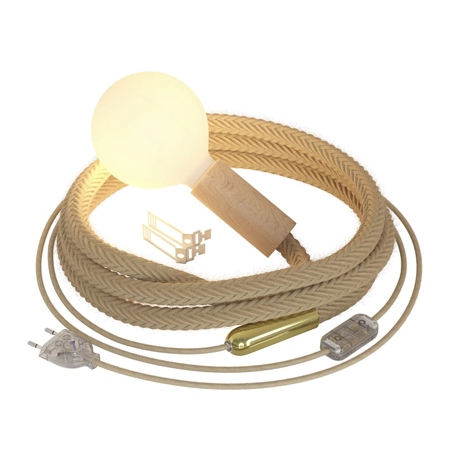 SnakeBis Rope - Plug-in lamp with braided jute cord